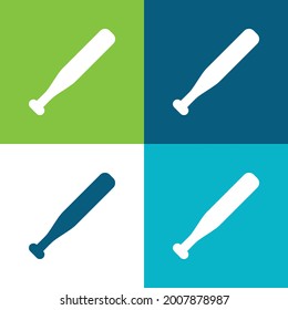 Bate Flat cuatro colores mínimo conjunto de iconos