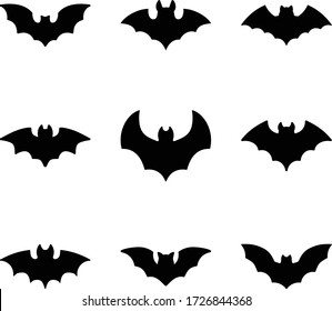 Bat Flat Glyph Icon Set 