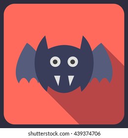 bat flat icon with long shadow
