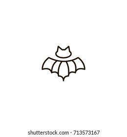Bat flat icon. Single high quality symbol of line halloween vector for web design or mobile app. Color sign of party for design logo. Single pictogram on white background