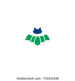 Bat flat icon. Single high quality symbol of line halloween vector for web design or mobile app. Color sign of party for design logo. Single pictogram on white background