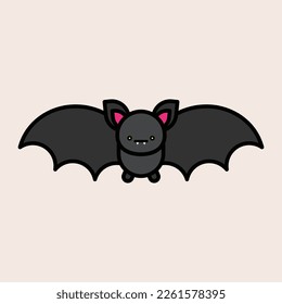 bat flat illustration isolated on white. halloween and mystical series about forests. bat vector flat color icon