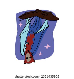bat flat illustration isolated on white. halloween and mystic forest series in EPS10