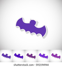 Bat. Flat sticker with shadow on white background. Vector illustration