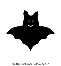 Bat in flat style on an isolated white background.Vector silhouette of a bat.