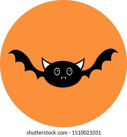bat flies against the backdrop of the setting sun cartoon character 