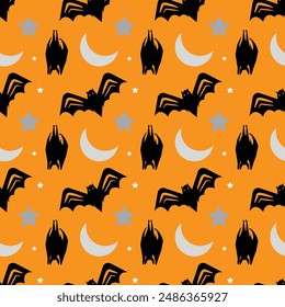 Bat Flight Seamless Vector Pattern Design