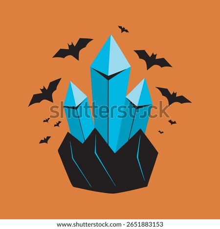 Bat Flock Emerging Crystal Cave Silhouette