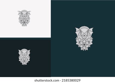bat and flowers vector illustration design