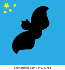 Bat fly in the night - vector illustration