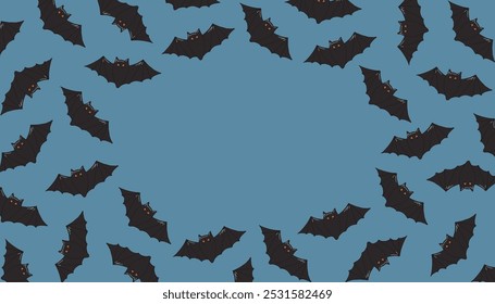 bat. para volar. La silueta aterradora de un marco de murciélago. una Plantilla para crear una tarjeta de felicitación de Halloween. Vector. sobre un fondo de color. aterrador. alas de murciélago.