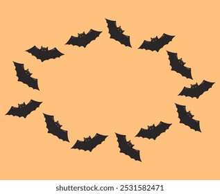 bat. para volar. La silueta aterradora de un marco de murciélago. una Plantilla para crear una tarjeta de felicitación de Halloween. Vector. sobre un fondo de color. aterrador. alas de murciélago.