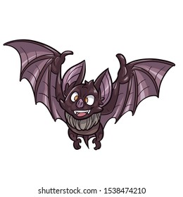 Bat flying cute cartoon vector
