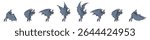 Bat Flying. Flying Fox. Bat Sprite Sheet. Pteropus Vampyrus. Stop motion animation. Halloween symbol. Animated bat with wings and fangs. Animal drawings. Game Character monsters