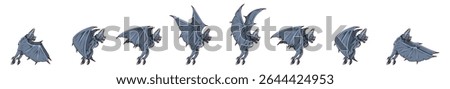 Bat Flying. Flying Fox. Bat Sprite Sheet. Pteropus Vampyrus. Stop motion animation. Halloween symbol. Animated bat with wings and fangs. Animal drawings. Game Character monsters