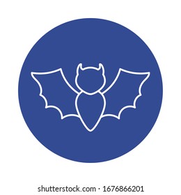 bat flying , ine block style icon vector illustration design