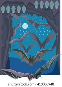 Bat Flying In the Moon night,
All elements are in separate layers colors can be changed easily.   