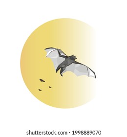 bate volando con la luna en vector