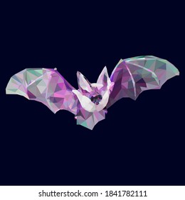 bat flying vector image, low poly art