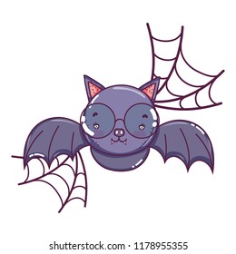 bat flying wearing glasses and spiderweb