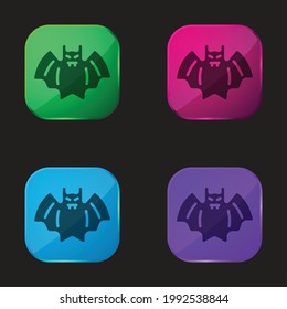 Bat four color glass button icon