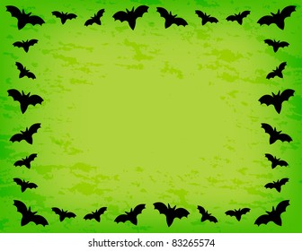 Bat Frame - Bat silhouette on mesh gradient background with grunge background effect