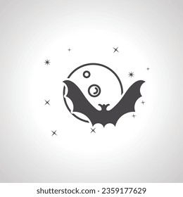 bat in front of moon icon. from Halloween icon set
