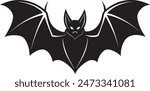 a bat full black silhouette without shadow white background.