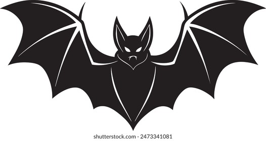 a bat full black silhouette without shadow white background.