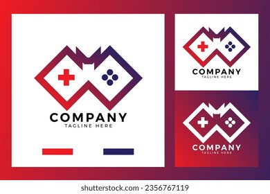 Bat Game, Game Controller + Bat Logo Template For Game with color gradient