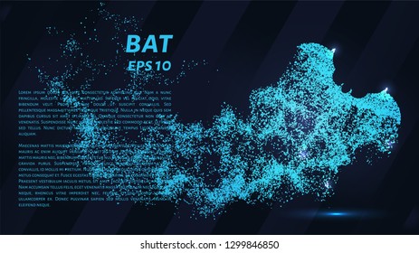 Bat. Glowing dots to create the shape of a bat. Vampire, Halloween, night and other illustration or background concepts
