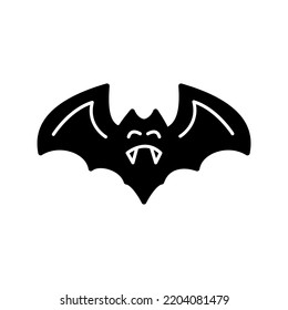 Bat glyph icon. Vampire, nocturnal animal. Happy halloween design. Season october holiday. Black silhouette symbol. Isolated vector stock illustration