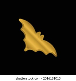 Bat gold plated metalic icon or logo vector