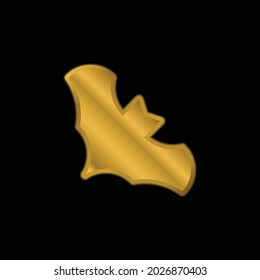 Bat gold plated metalic icon or logo vector