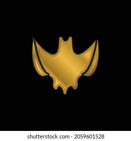 Bat gold plated metalic icon or logo vector