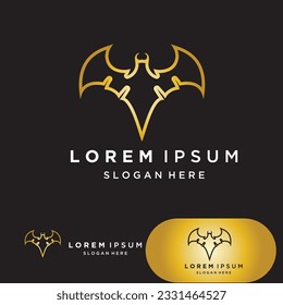 Bat gold vector icon logo template illustration design