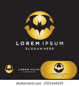 Bat gold vector icon logo template illustration design
