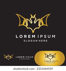 Bat gold vector icon logo template illustration design