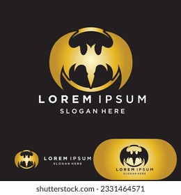 Bat gold vector icon logo template illustration design