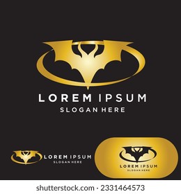 Bat gold vector icon logo template illustration design