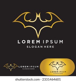 Bat gold vector icon logo template illustration design