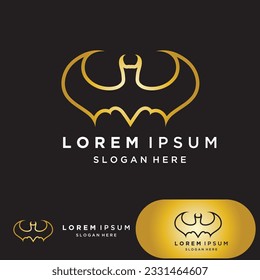 Bat gold vector icon logo template illustration design