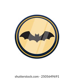 Bat Golden Badge Vector Illustration