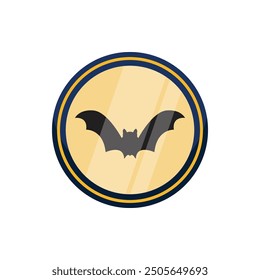 Bat Golden Badge Vector Illustration
