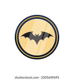 Bat Golden Badge Vector Illustration