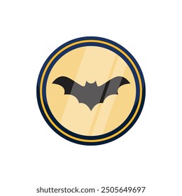 Bat Golden Badge Vector Illustration