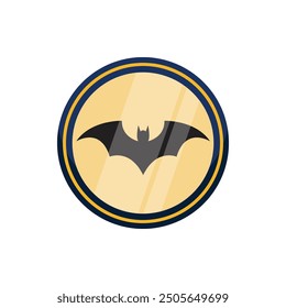 Bat Golden Badge Vector Illustration