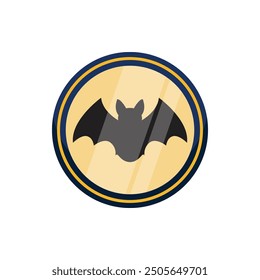 Bat Golden Badge Vector Illustration