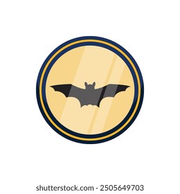 Bat Golden Badge Vector Illustration