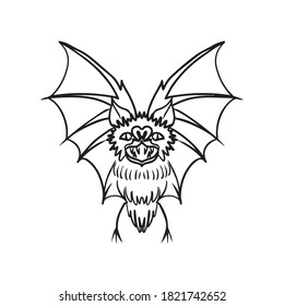Fledermausdesign, Vektorgrafik, Symbol, Kunst-Tattoo-Skizze, Logo, Handzeichnung, Fliege, Verwendung in gedruckter Form